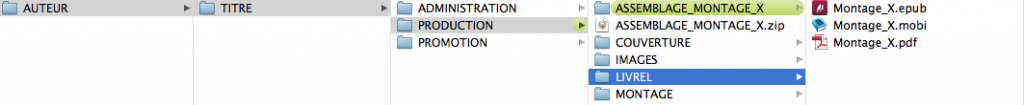 Vos ePub, mobi et ePDF dans un dossier clair, au même endroit que le reste du livre.